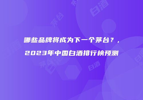 哪些品牌将成为下一个茅台？,2023年中国白酒排行榜预测