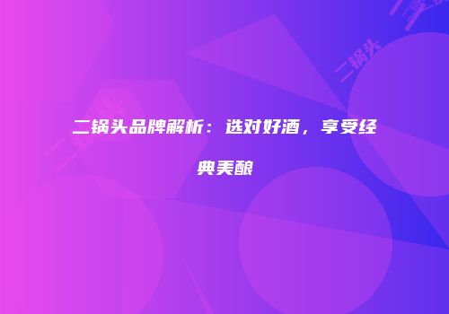 二锅头品牌解析：选对好酒，享受经典美酿