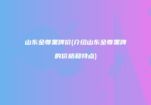 山东金尊黑啤价(介绍山东金尊黑啤的价格和特点)