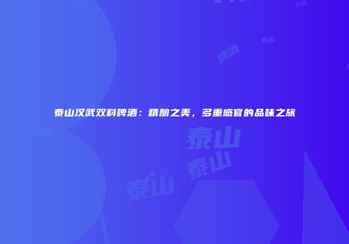 泰山汉武双料啤酒：精酿之美，多重感官的品味之旅