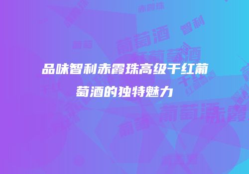 品味智利赤霞珠高级干红葡萄酒的独特魅力