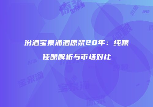 汾酒宝泉涌酒原浆20年：纯粮佳酿解析与市场对比