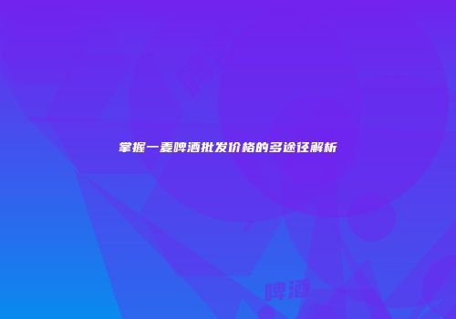 掌握一麦啤酒批发价格的多途径解析