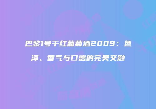 巴黎1号干红葡萄酒2009：色泽、香气与口感的完美交融