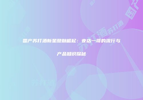 国产苏打酒新星酷魅崛起：夜店一哥的流行与产品知识探秘