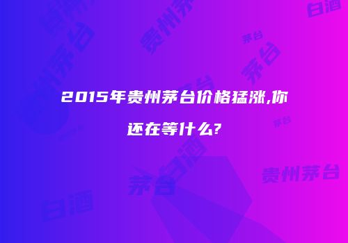 2015年贵州茅台价格猛涨,你还在等什么?