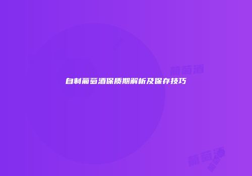 自制葡萄酒保质期解析及保存技巧