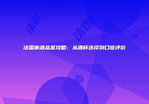 法国廊酒品鉴攻略：从酒杯选择到口感评价