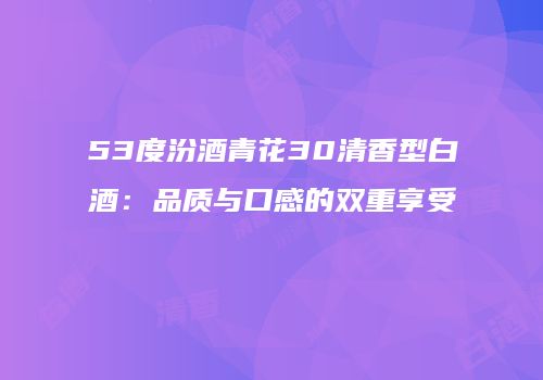 53度汾酒青花30清香型白酒：品质与口感的双重享受