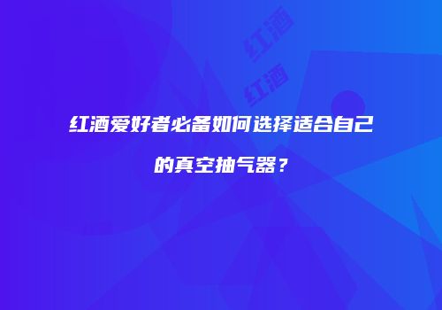 红酒爱好者必备如何选择适合自己的真空抽气器？