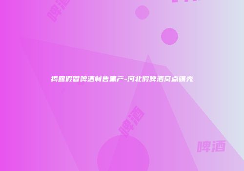 揭露假冒啤酒制售黑产-河北假啤酒窝点曝光