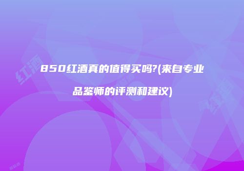 850红酒真的值得买吗?(来自专业品鉴师的评测和建议)
