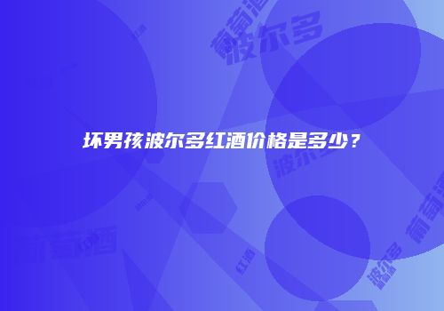 坏男孩波尔多红酒价格是多少？