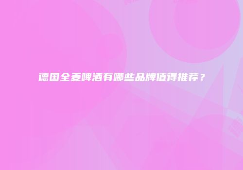 德国全麦啤酒有哪些品牌值得推荐？