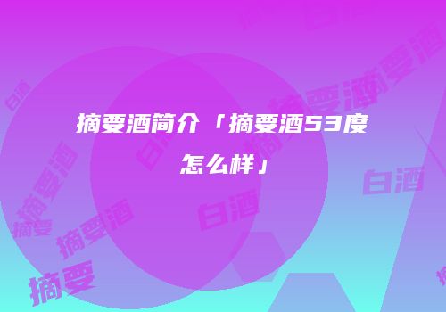 摘要酒简介「摘要酒53度怎么样」