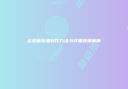 正规葡萄酒制作方法与详细步骤解析