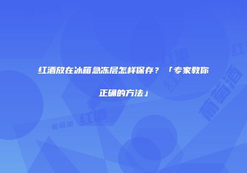 红酒放在冰箱急冻层怎样保存？「专家教你正确的方法」