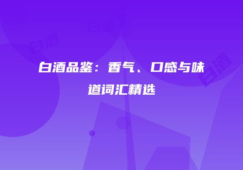 白酒品鉴：香气、口感与味道词汇精选