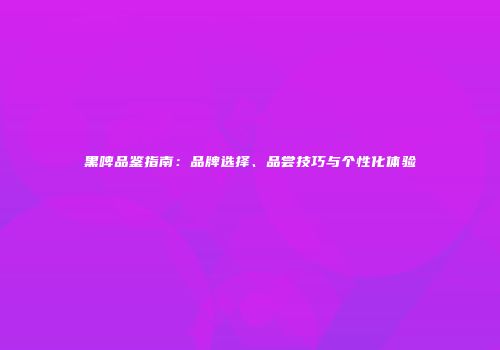 黑啤品鉴指南：品牌选择、品尝技巧与个性化体验