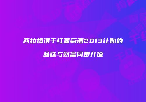 西拉梅洛干红葡萄酒2013让你的品味与财富同步升值
