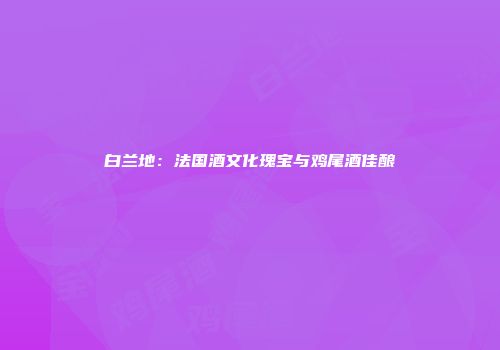 白兰地：法国酒文化瑰宝与鸡尾酒佳酿