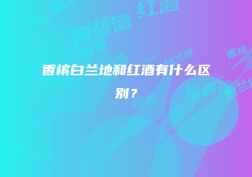香槟白兰地和红酒有什么区别？
