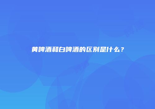 黄啤酒和白啤酒的区别是什么？
