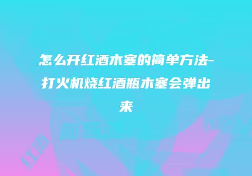 怎么开红酒木塞的简单方法-打火机烧红酒瓶木塞会弹出来