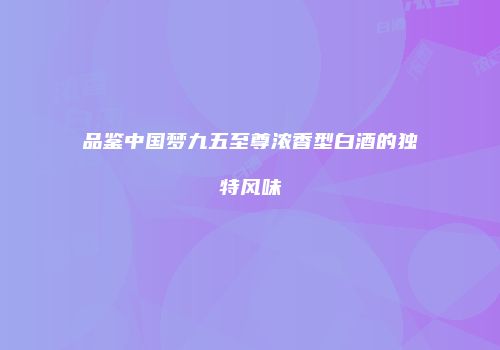 品鉴中国梦九五至尊浓香型白酒的独特风味