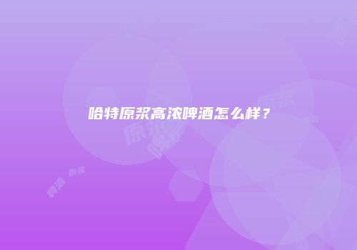 哈特原浆高浓啤酒怎么样？