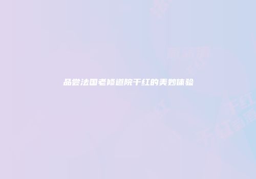 品尝法国老修道院干红的美妙体验