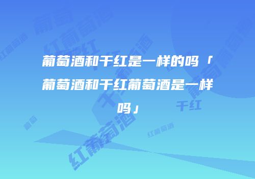 葡萄酒和干红是一样的吗「葡萄酒和干红葡萄酒是一样吗」