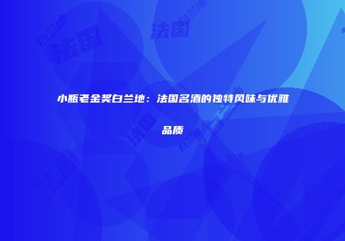 小瓶老金奖白兰地：法国名酒的独特风味与优雅品质