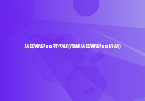 法国帝雅xo多少钱(探秘法国帝雅xo价格)