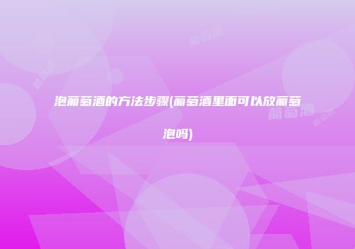泡葡萄酒的方法步骤(葡萄酒里面可以放葡萄泡吗)