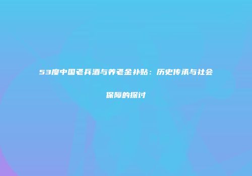 53度中国老兵酒与养老金补贴：历史传承与社会保障的探讨