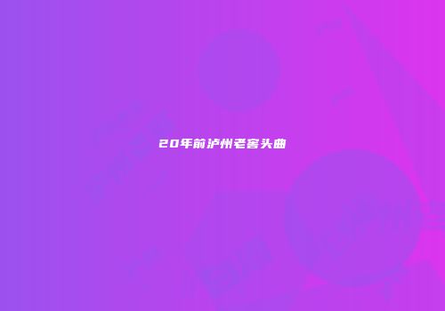 20年前泸州老窖头曲