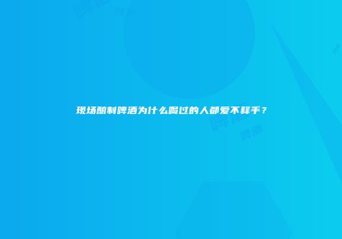 现场酿制啤酒为什么喝过的人都爱不释手？