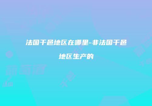 法国干邑地区在哪里-非法国干邑地区生产的