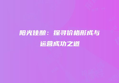 阳光佳酿：探寻价格形成与运营成功之道