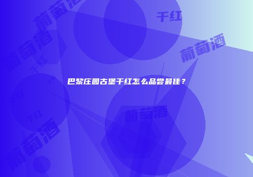 巴黎庄园古堡干红怎么品尝最佳？