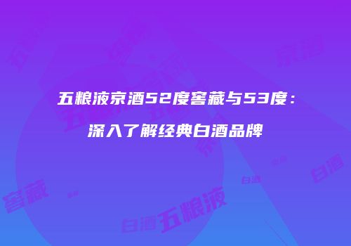 五粮液京酒52度窖藏与53度：深入了解经典白酒品牌