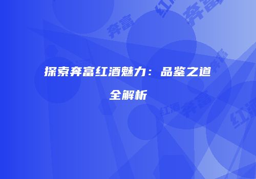 探索奔富红酒魅力：品鉴之道全解析