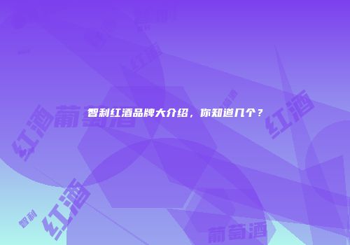 智利红酒品牌大介绍，你知道几个？