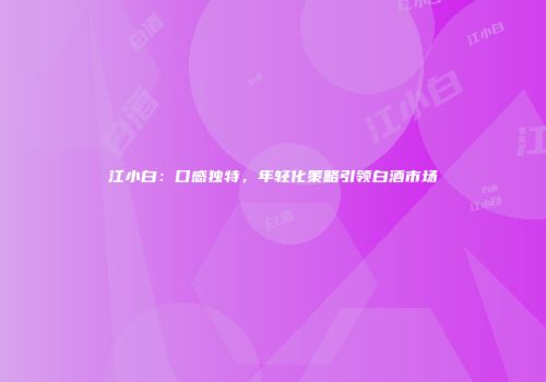 江小白：口感独特，年轻化策略引领白酒市场
