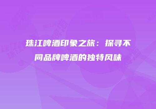 珠江啤酒印象之旅：探寻不同品牌啤酒的独特风味