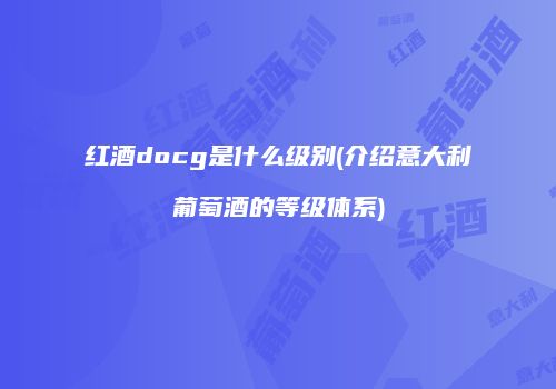 红酒docg是什么级别(介绍意大利葡萄酒的等级体系)