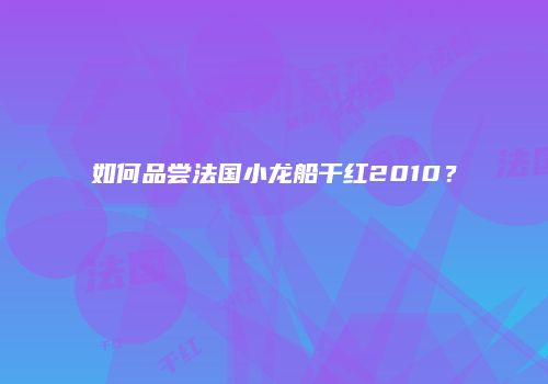 如何品尝法国小龙船干红2010？