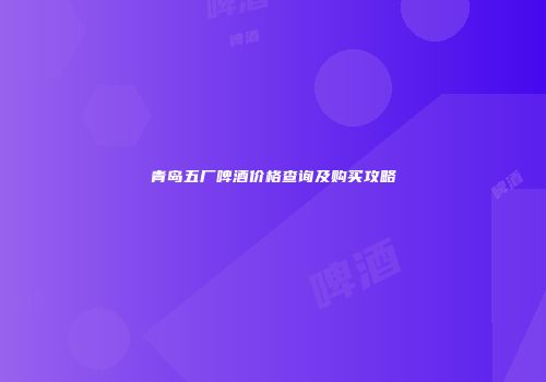 青岛五厂啤酒价格查询及购买攻略