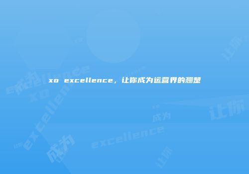 xo excellence，让你成为运营界的翘楚